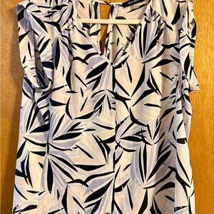 Nine West Black and White Leaf Print Blouse